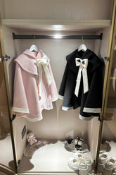 Black/Pink Bat Bowknot Cloak Wool Sweet Lolita Coat